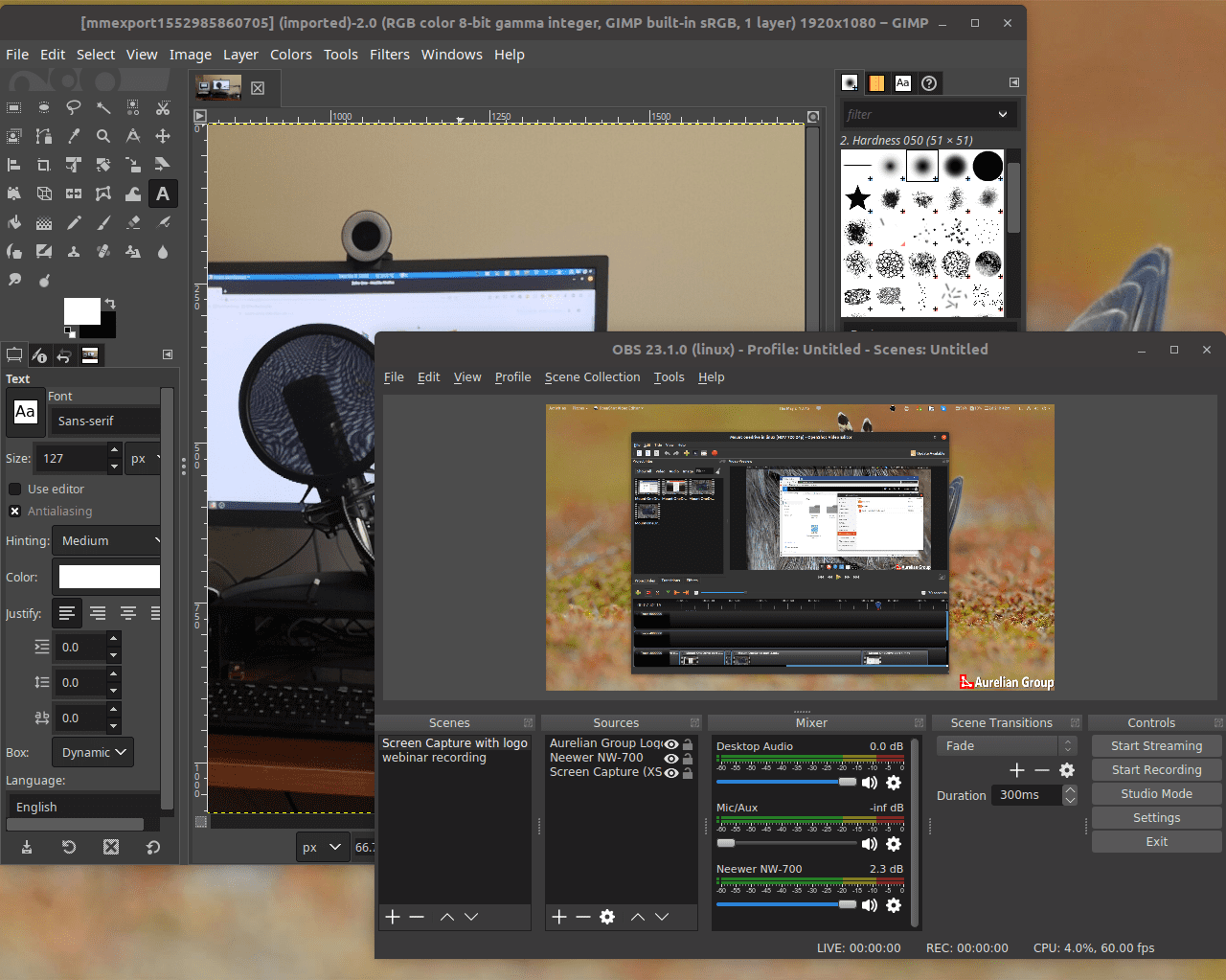 GIMP, OBS and OpenShot
