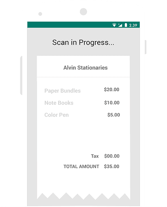 Zoho Expense automatically scans receipts